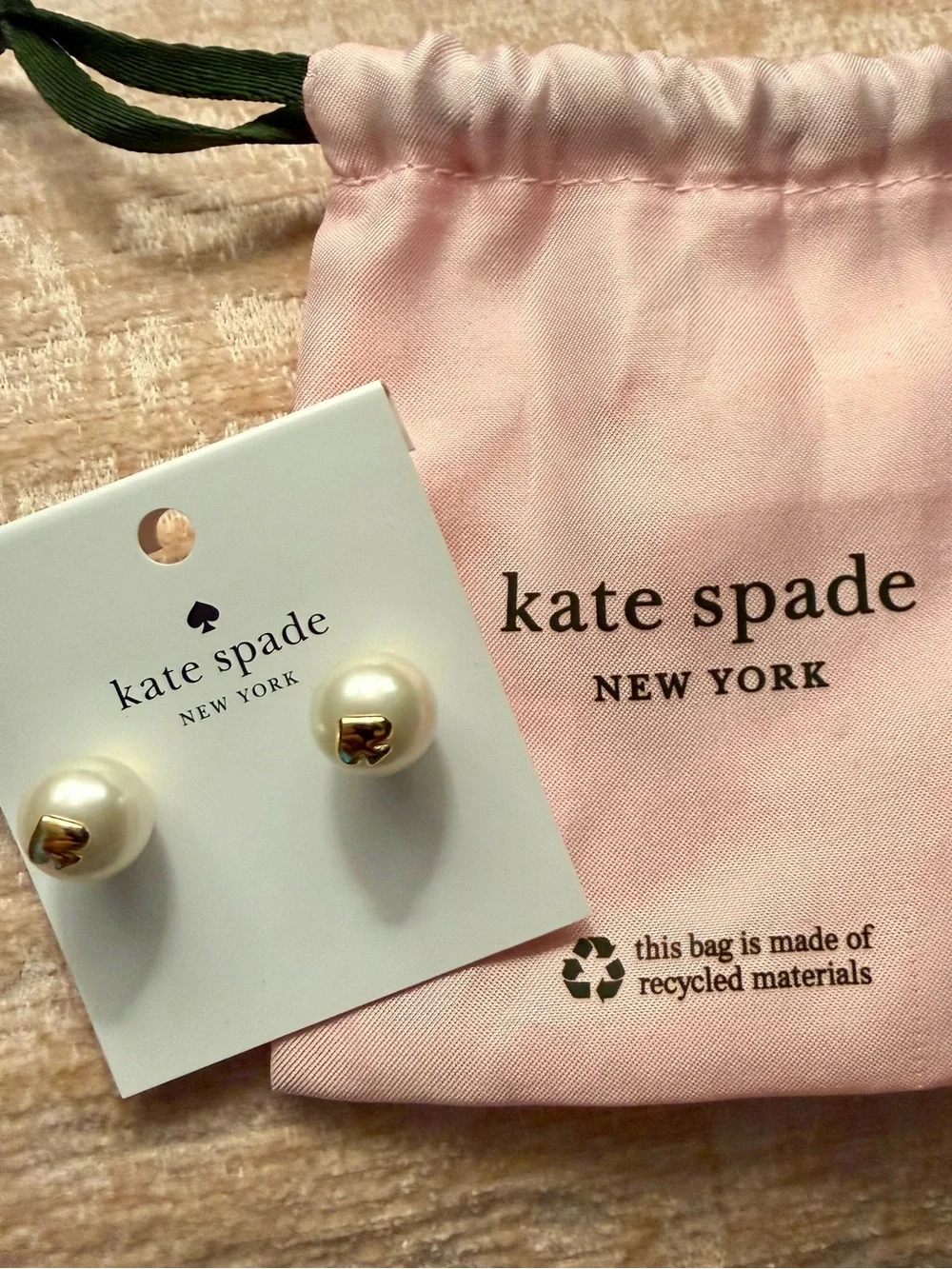 kate spade Pearl Earrings with Drawstring Pouch